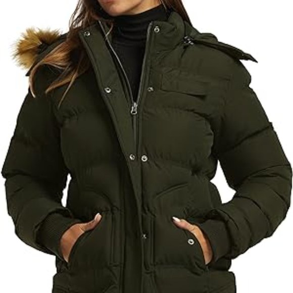 Women's Hooded Winter Coat Thicken Quilted Puffer Jacket Warm Parka - Picture 5 of 7